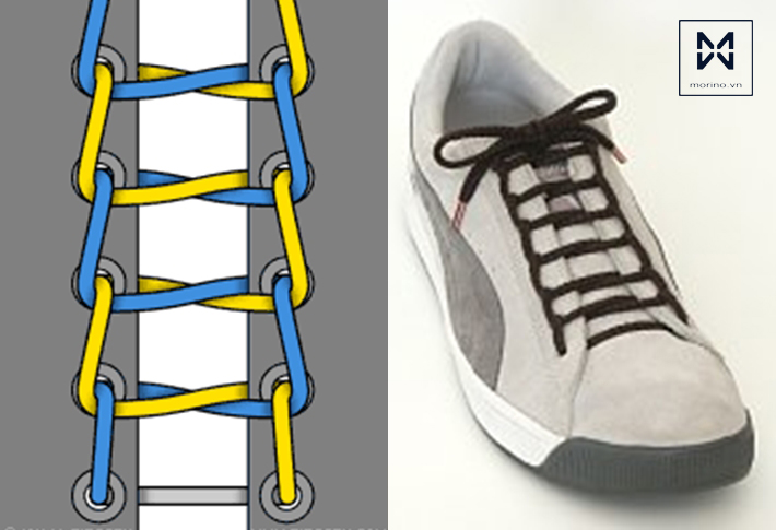 Buộc dây giày thể thao kiểu bậc thang